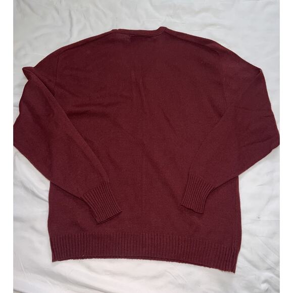 Fall River Knitting Mills Sweater Size XL Maroon Red V-Neck Grandpa VTG 80s USA - Picture 10 of 12